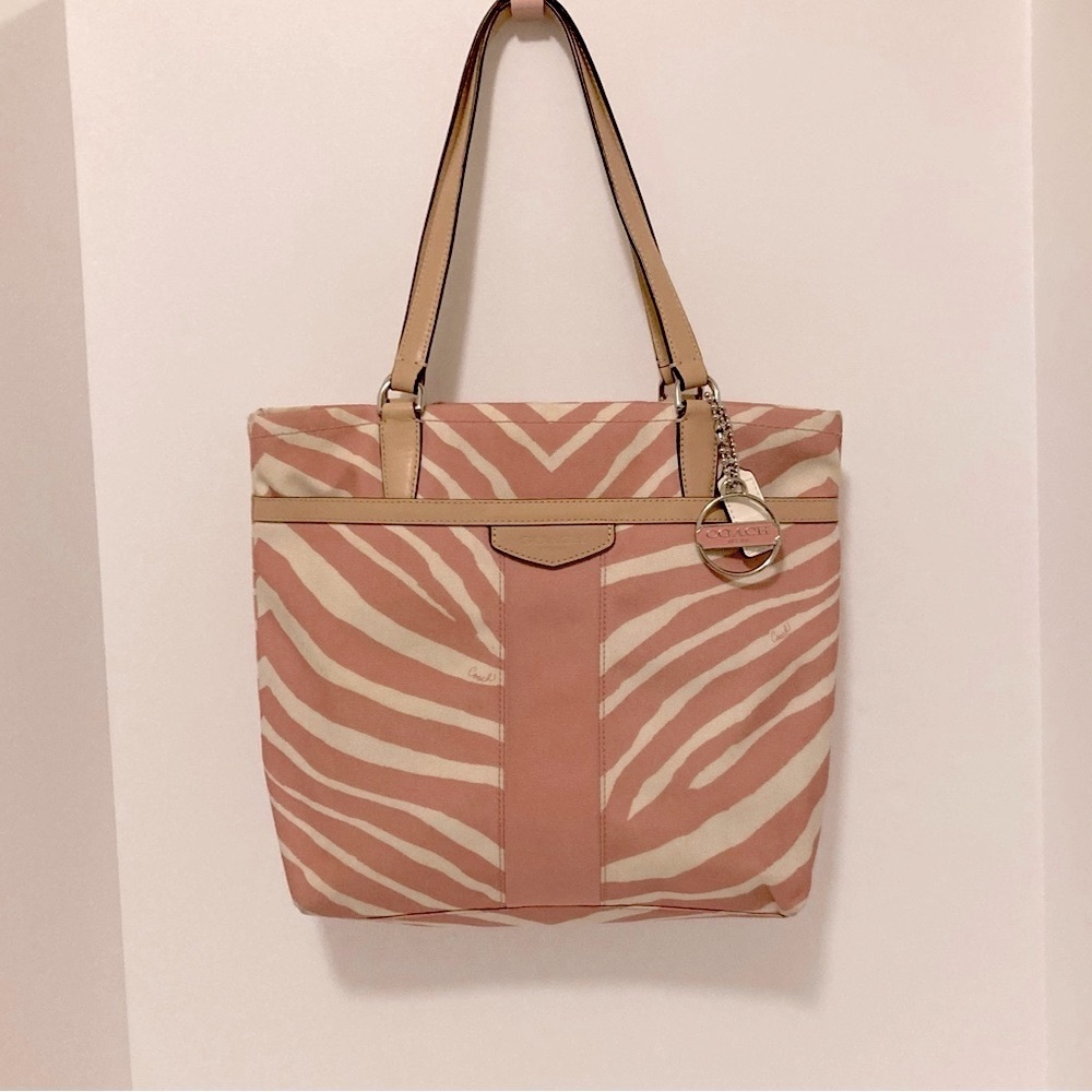 Coach Pink Zebra Print Tote - Picture 3 of 12